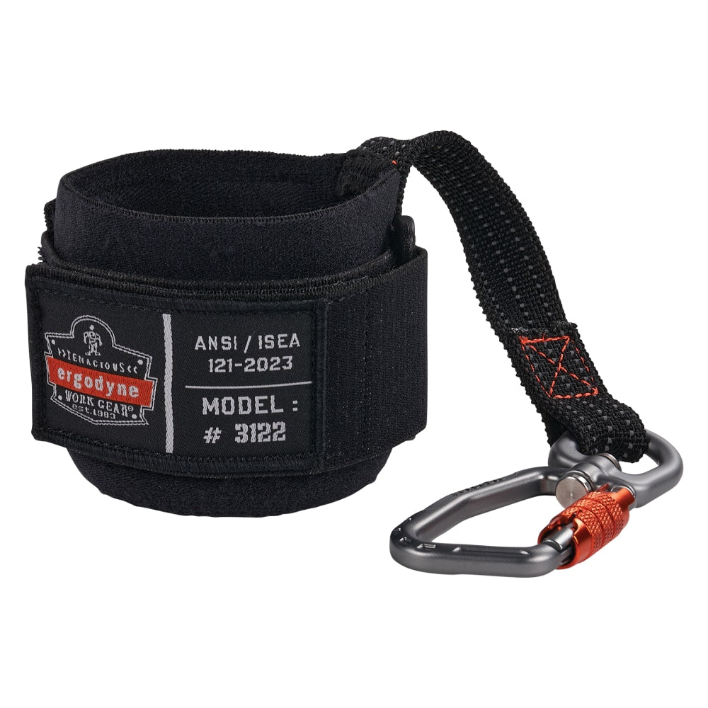 Ergodyne Squids 3122 Pull-On Wrist Tool Lanyard, 7in, Black