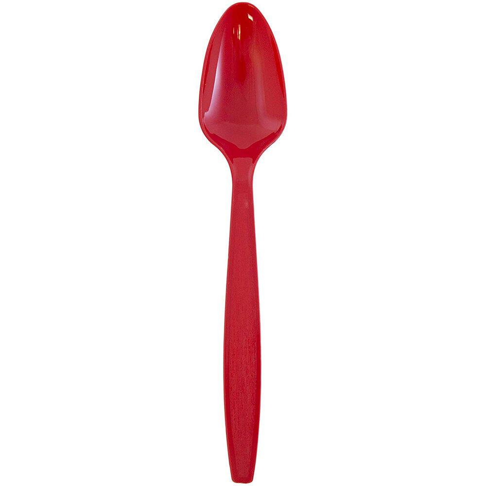 JAM PAPER Big Party Pack of Premium Plastic Spoons, Red, 100 Disposable Spoons/Box