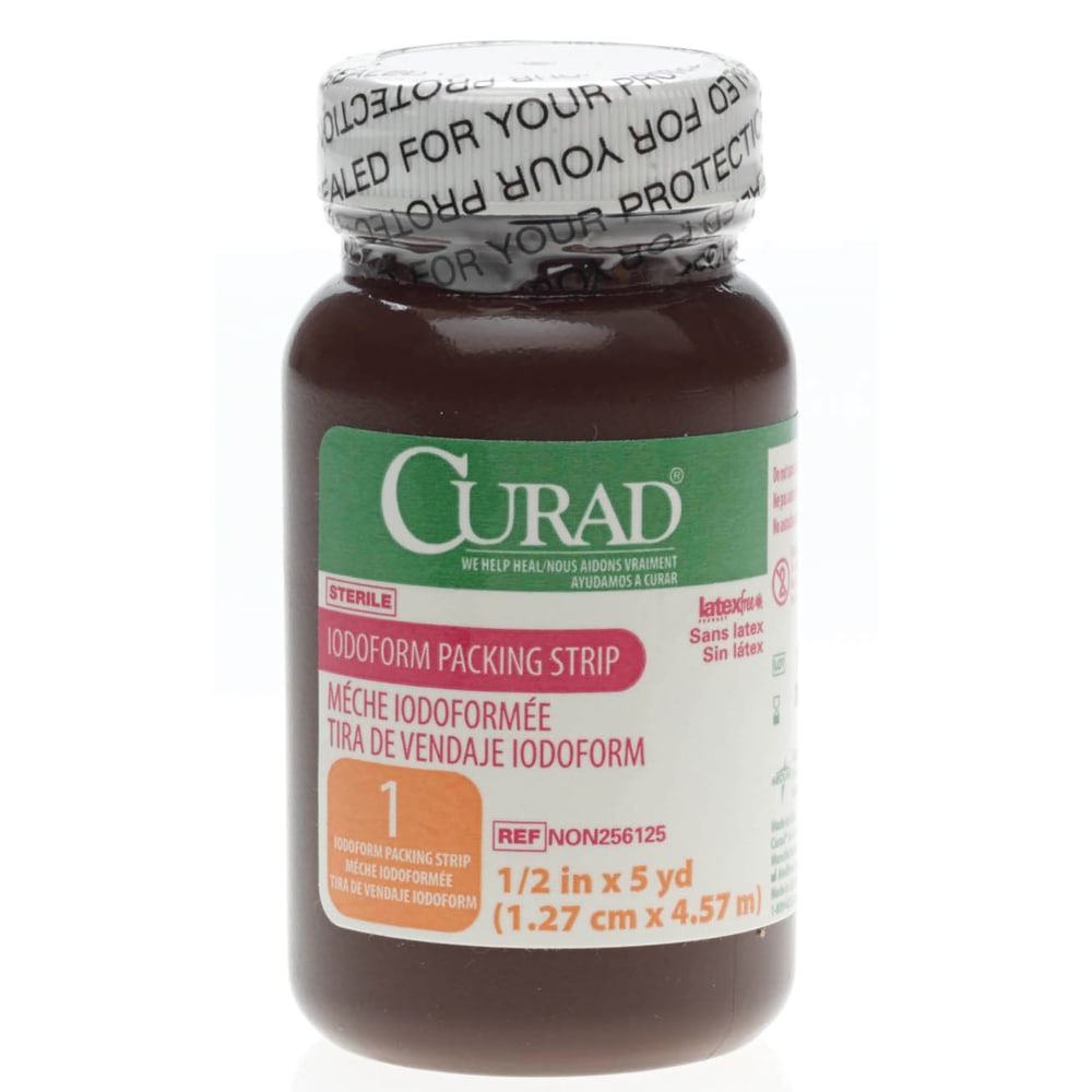 CURAD Sterile Iodoform Packing Strips, 1/2in x 5 Yd., White, Case Of 12