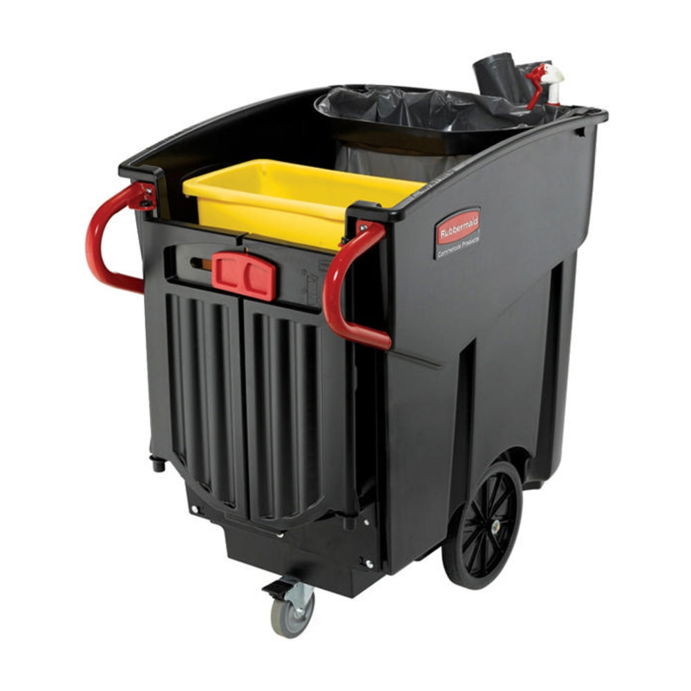 Rubbermaid Mega BRUTE Mobile Waste Collector - 120 gal Capacity - 42.5in Height x 27.5in Width - Black - 1 Each