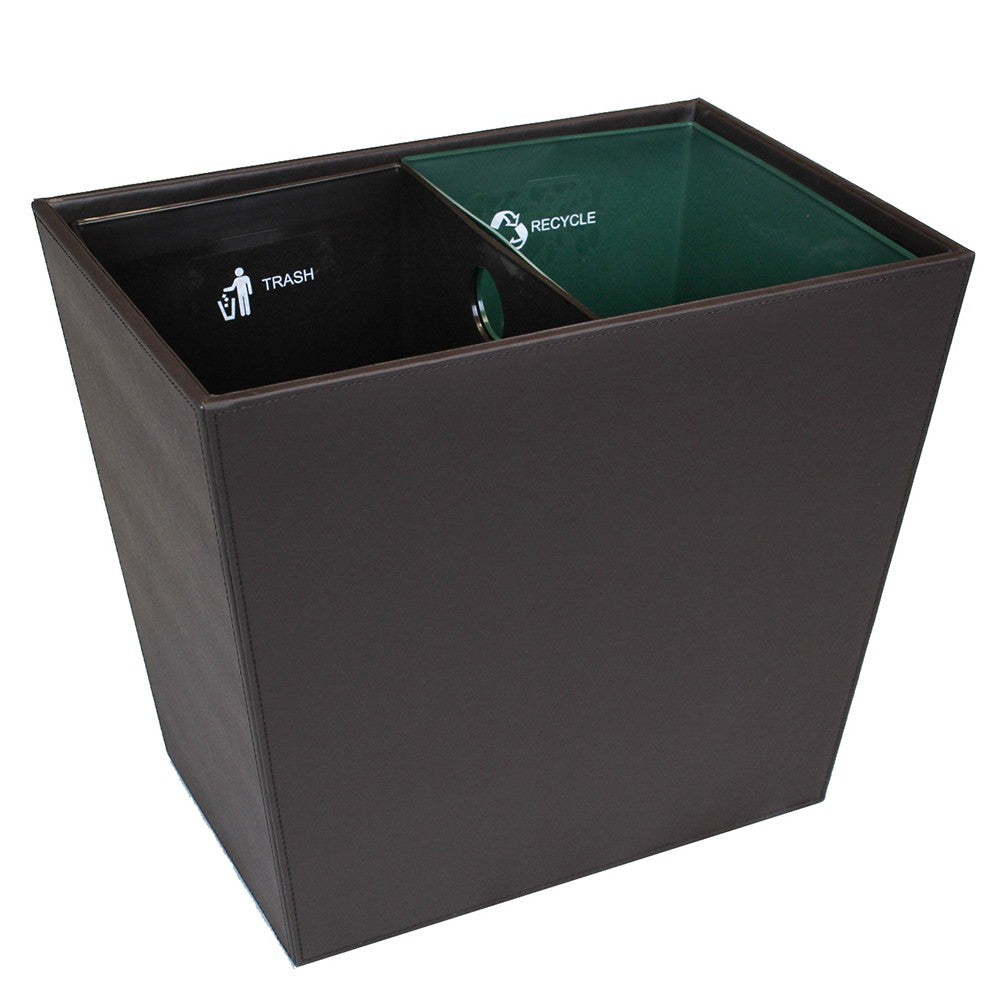 Hospitality Source Large Waste/Recycle Bins, 22.5 Quarts, Dark Brown, Set Of 6 Bins