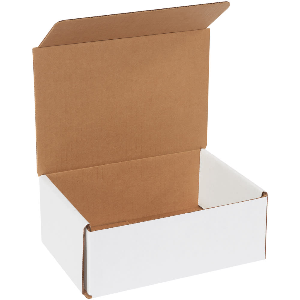 Partners Brand Corrugated Mailers 8in x 6in x 3in, White, Bundle of 50
