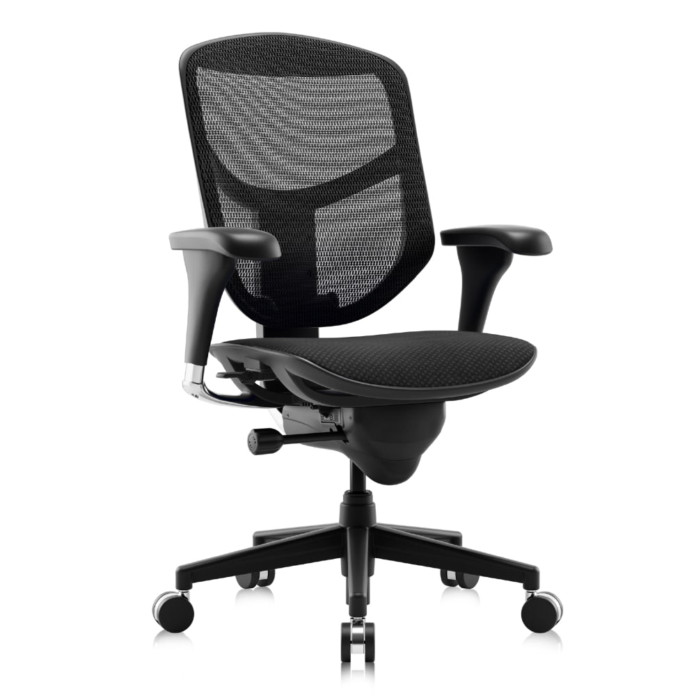 WorkPro Quantum 9000 Series Ergonomic Mesh/Premium Fabric Adjustable Mid-Back Chair, Black/Black, BIFMA Compliant
