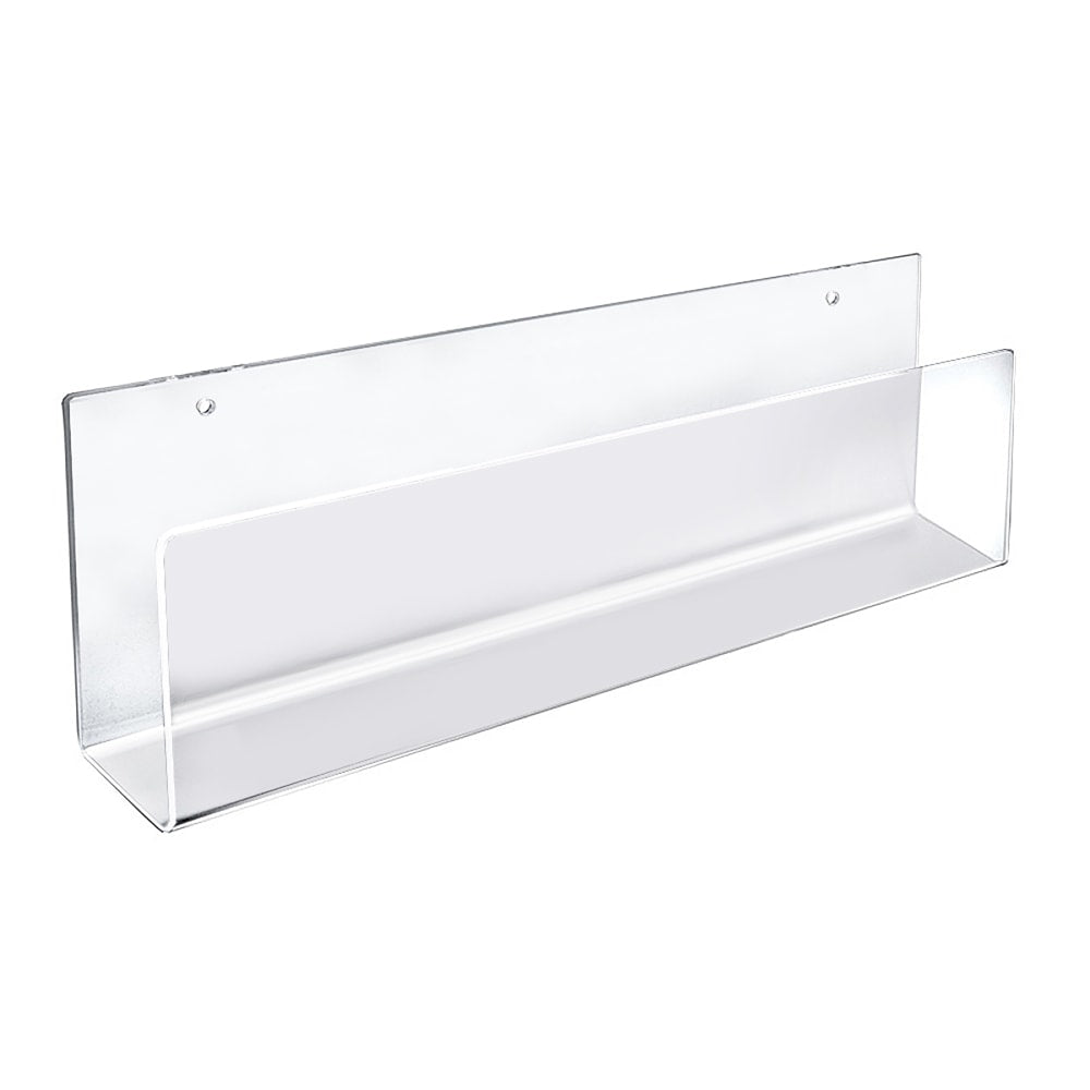 Azar Displays Wall Mount Acrylic U-Shelves, 5inH x 16inW x 1-1/2inD, Clear, Pack Of 2 Shelves