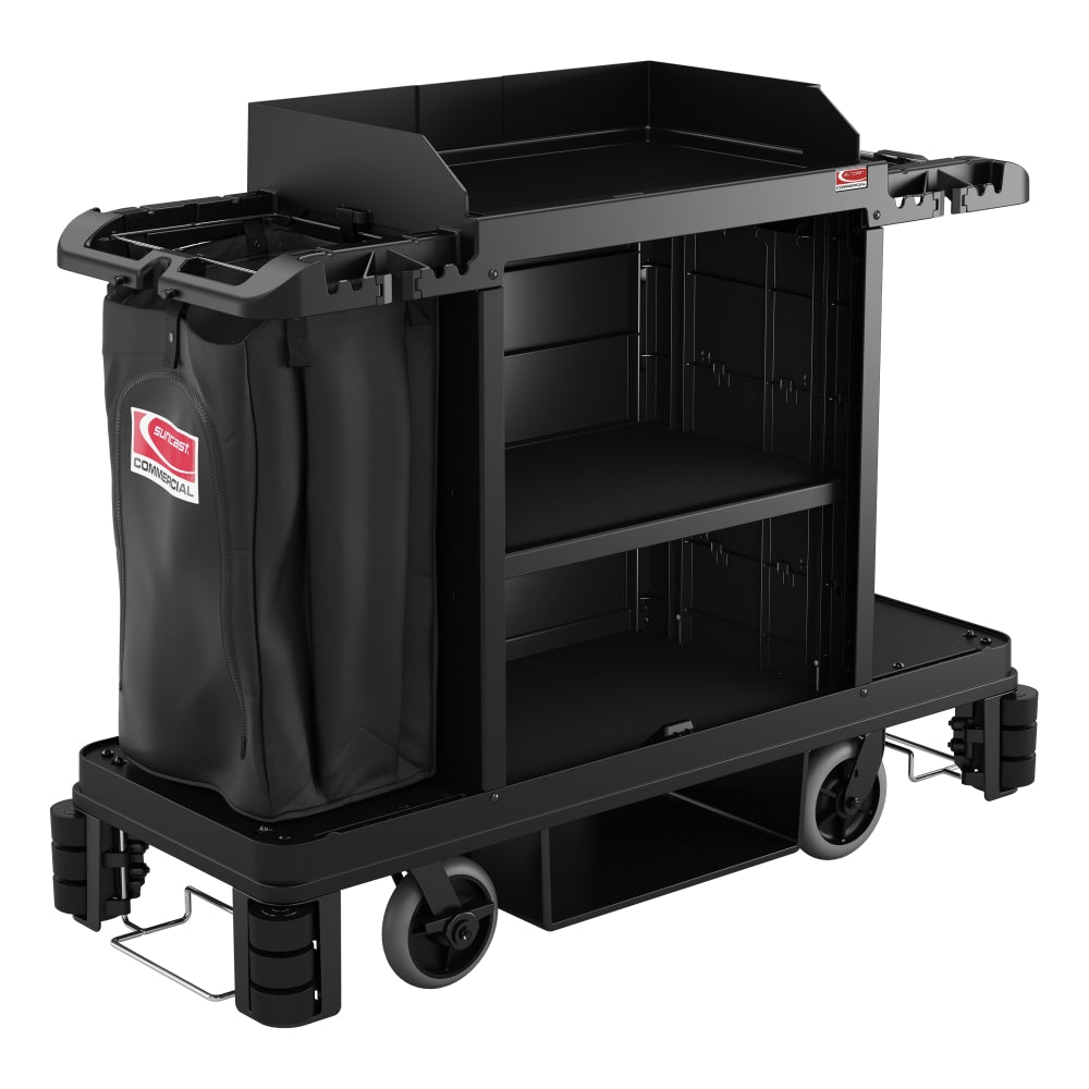 Suncast Commercial Housekeeping Cart, Premium, 49-3/4in x 24in, Black