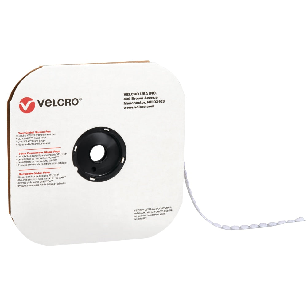 VELCRO Brand Loop, 1/2in White Dots, Roll Of 1,440