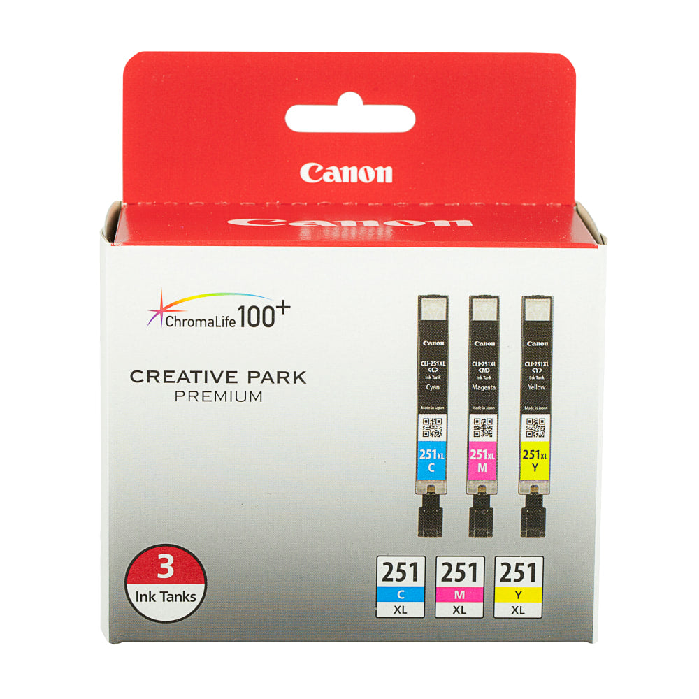 Canon 251XL Cyan; Magenta; Yellow High-Yield Ink Cartridges, Pack Of 3