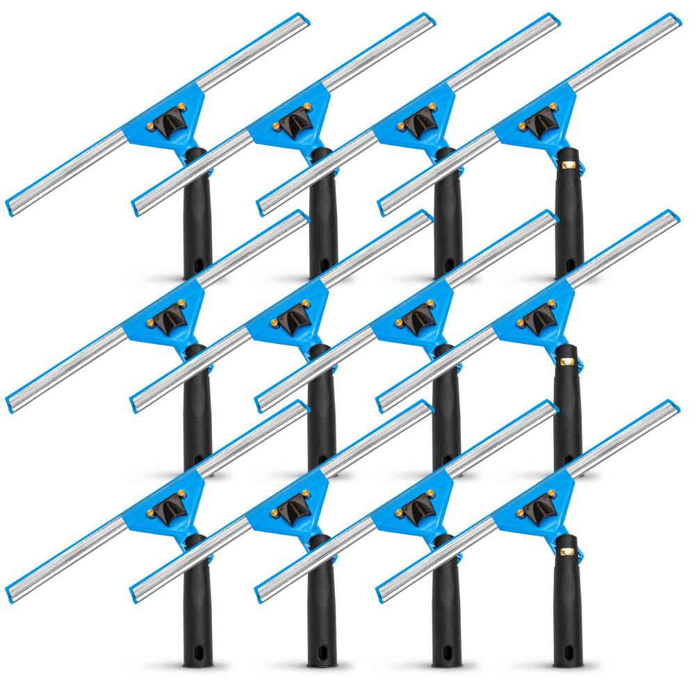 Gritt Commercial Swivel Window Squeegees With Quick Release, 14in, Blue/Silver/Black, Pack Of 12 Squeegees