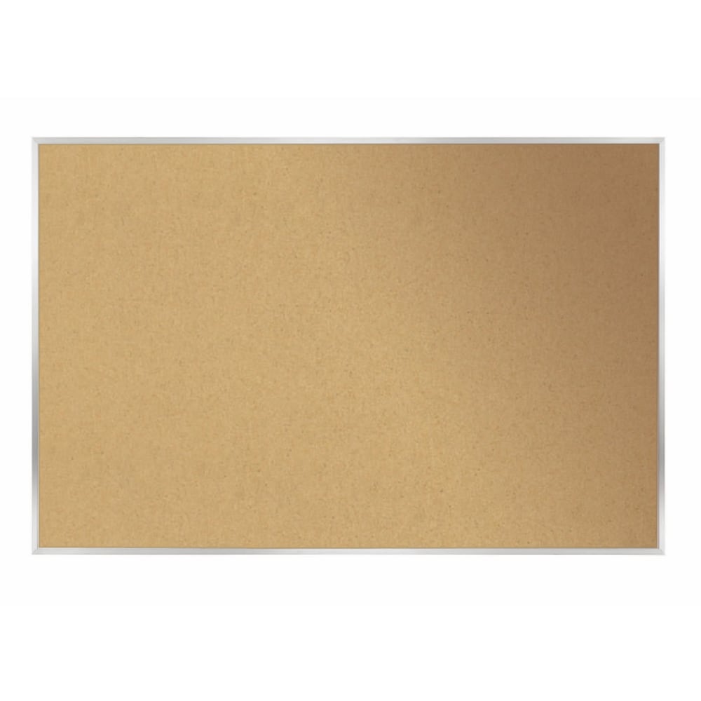 Ghent Natural Cork Bulletin Board, 48-1/2in x 87-15/16in, Natural, Satin Aluminum Frame