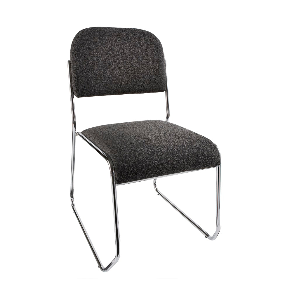 Realspace Sled-Base Padded Fabric Seat, Fabric Back Stacking Chair 22in Seat Width, Black Seat/Chrome Frame, Quantity: 1