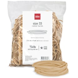 Office Depot Brand Rubber Bands, #33, 3-1/2in x 1/8in, Crepe, 1/4 Lb. Bag, Approx 212 Per Bag