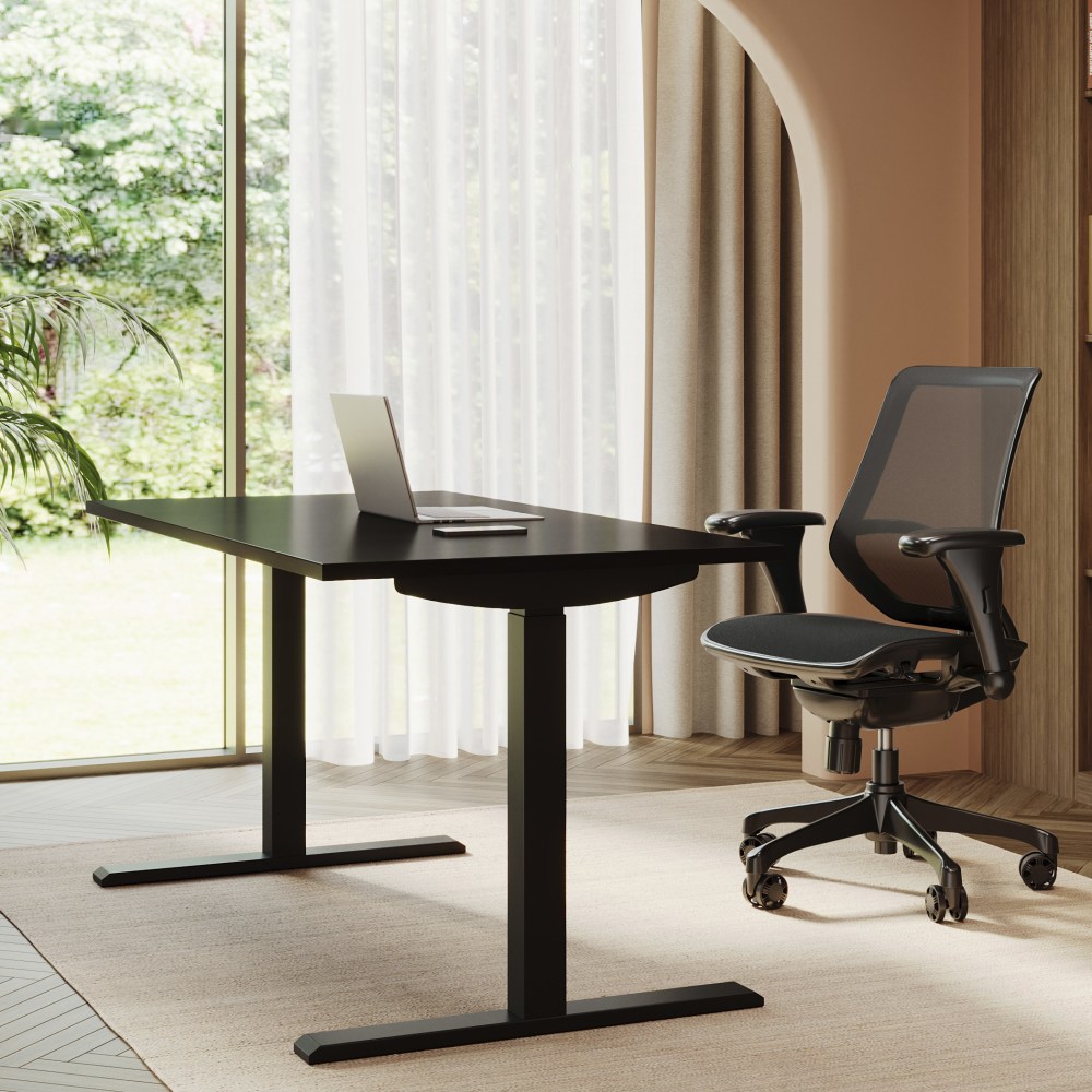 Realspace Magellan 60inW Pneumatic Height-Adjustable Standing Desk, Espresso