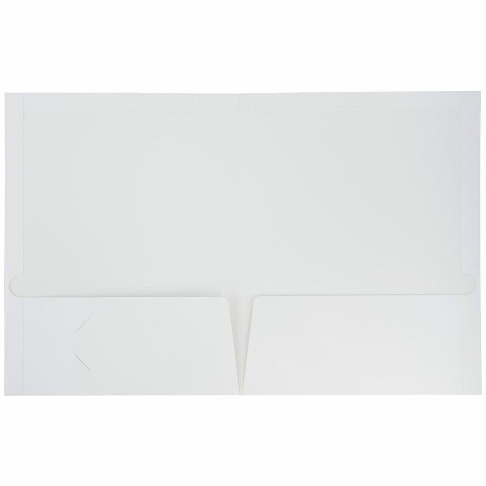 JAM Paper Glossy 2-Pocket Presentation Folders, 8-1/2in x 11in, White, Pack Of 6 Folders