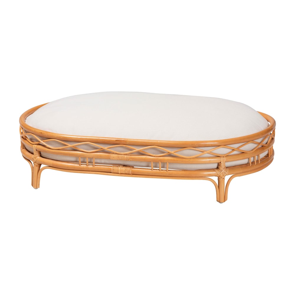 bali & pari Jovia Bohemian Rattan Pet Bed, 29-1/2in x 43-5/16in, Honey