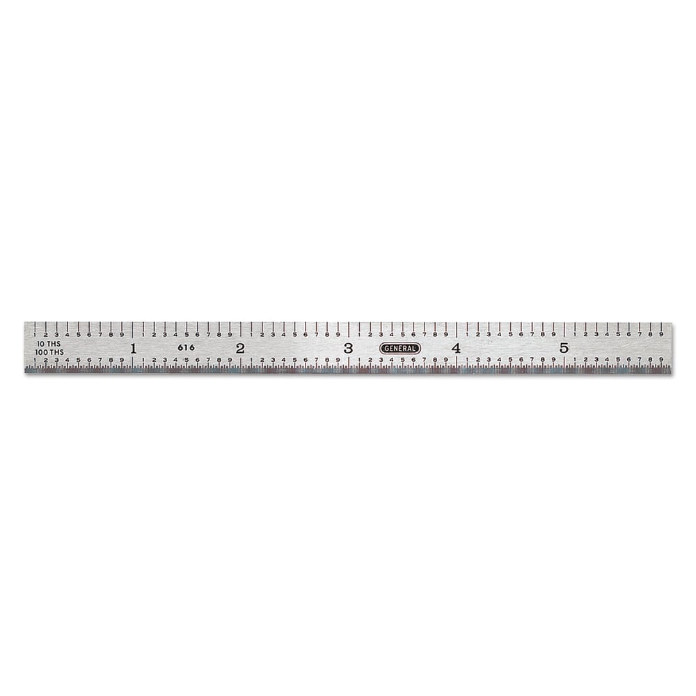 General Tools Industrial Steel Rules, 6 in X 15/32 in, Polished Stainless Steel, Rigid