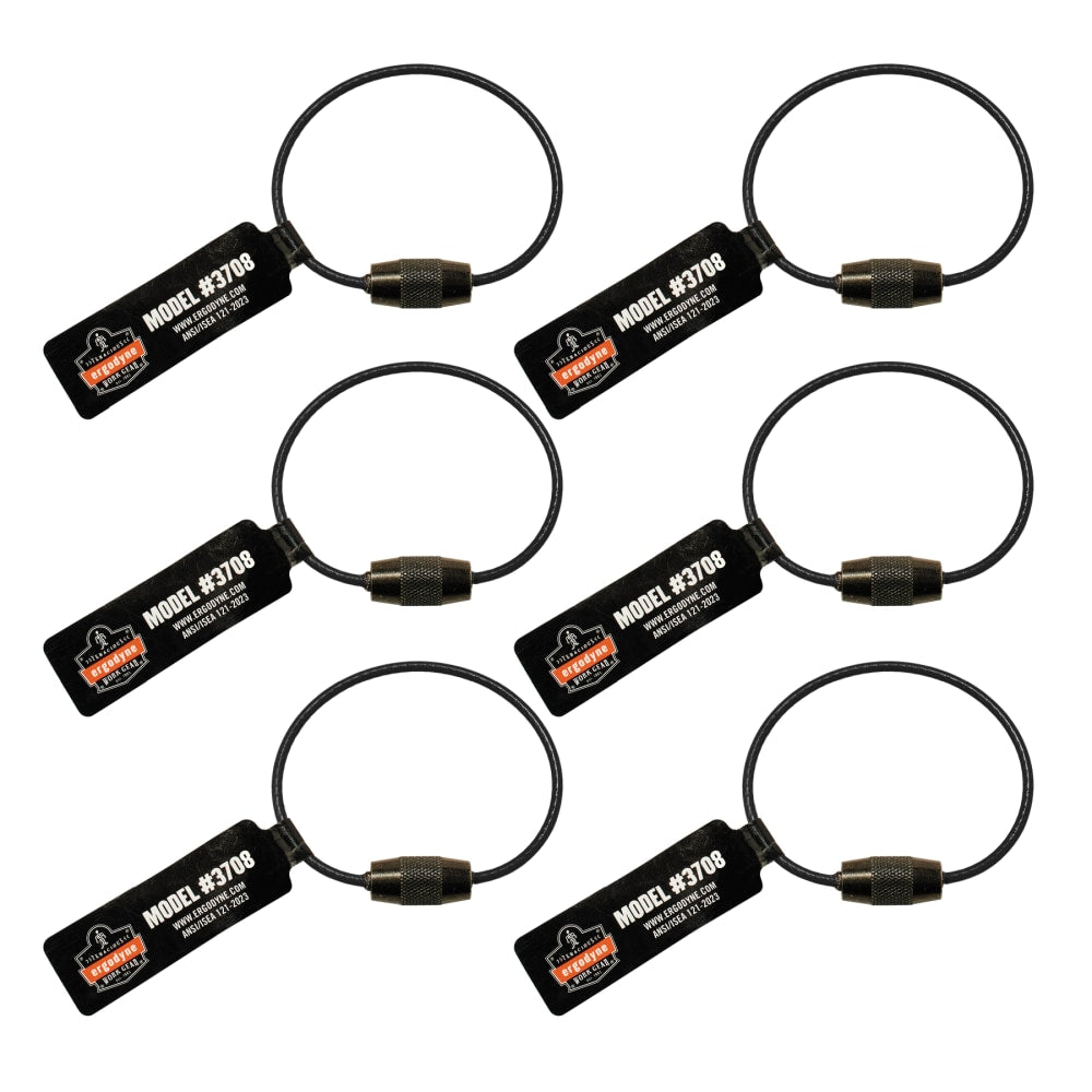 Ergodyne Squids 3708 Wire Tool Tails, 6in, Black, Pack Of 6 Tails