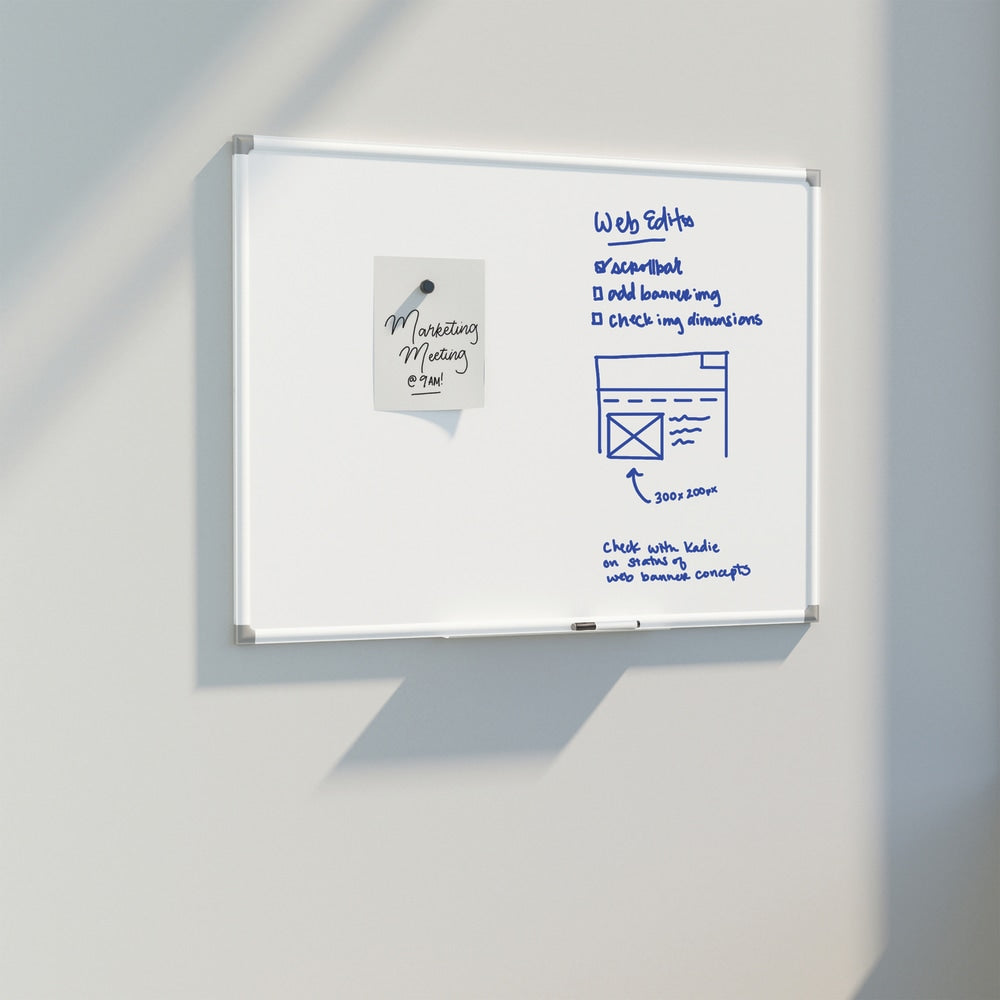 U Brands Magnetic Porcelain Steel Board, 96in X 48in, White Aluminum Frame, Actual Size 95in X 47in (4902U00-01)