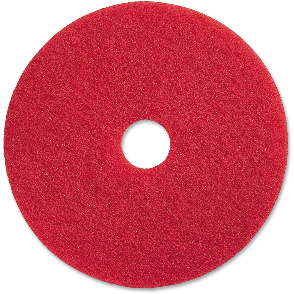 Genuine Joe Red Buffing Floor Pad - 20in Diameter - 5/Carton x 20in Diameter x 1in Thickness - Buffing, Scrubbing, Floor - 90420