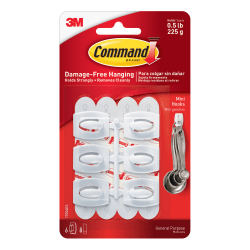 Command Mini Wall Hooks, 6 Hooks, 8 White Adhesive Strips, Damage Free Hanging Picture Hangers, No Tools Wall Hanging Strips For Living Spaces