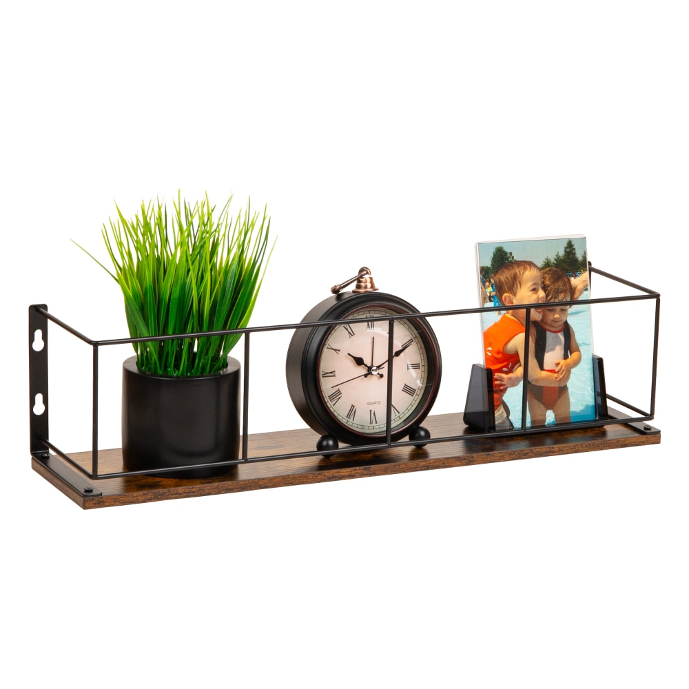 Mind Reader Desktop Shelf, 4-3/4in x 19-5/8in, Brown, Total Qty 1