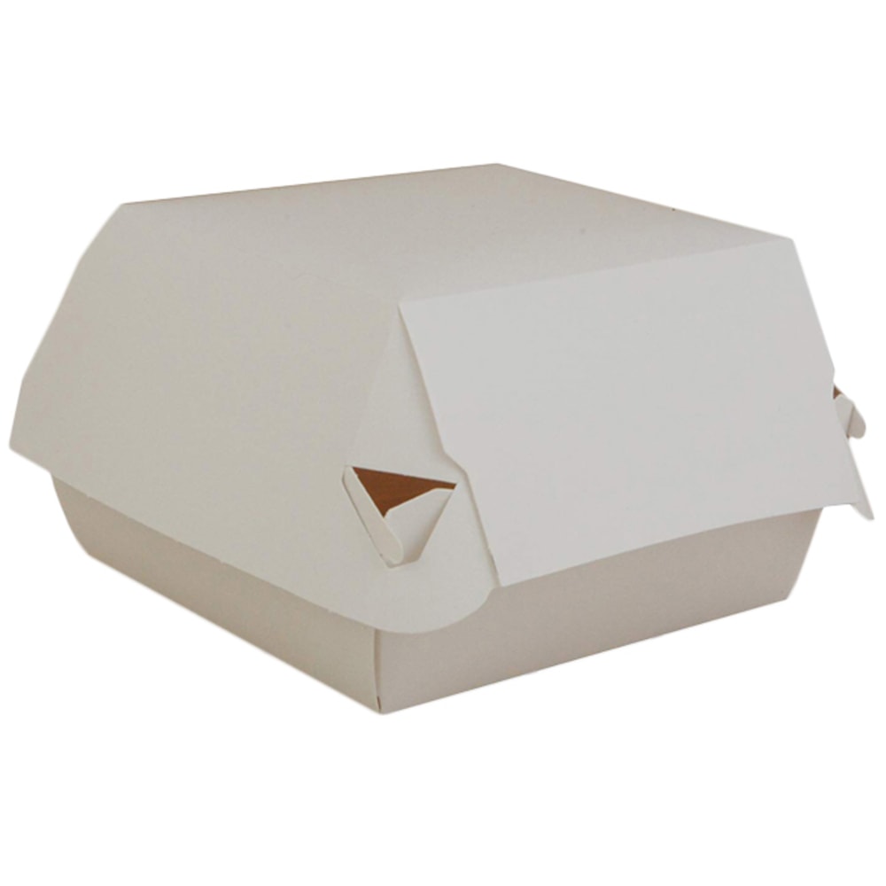 Southern Champion Tray Paperboard Hamburger Containers, 3-3/8inH x 4-3/8inW x 4-3/8inD, White, Pack Of 500 Containers