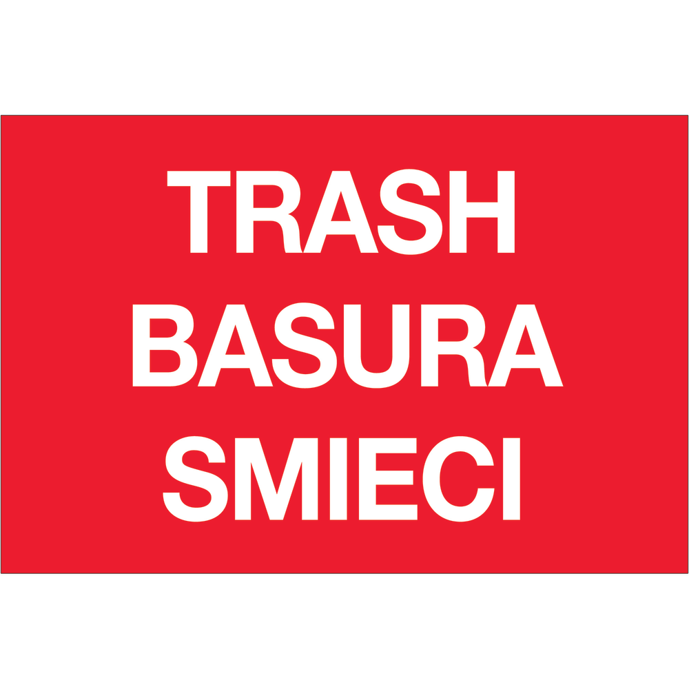 Tape Logic Preprinted Special Handling Labels, DL1311, Trash/Basura/Smieci, Rectangle, 2in x 3in, Red, Roll Of 500