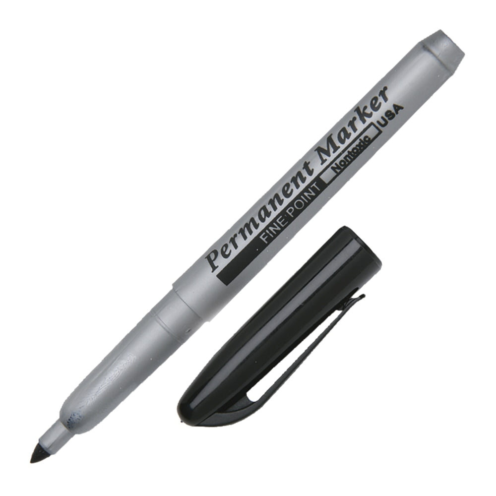 SKILCRAFT Permanent Fine-Point Markers, Black, 12/Pack (AbilityOne 7520-00-043-3408)