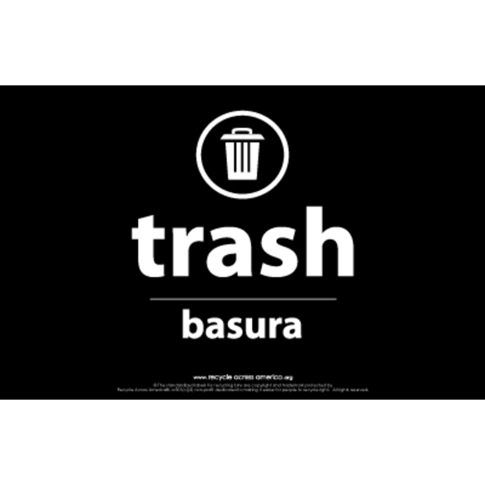 Recycle Across America Trash Standardized Recycling Labels, TRASH-5585, 5 1/2in x 8 1/2in, Black