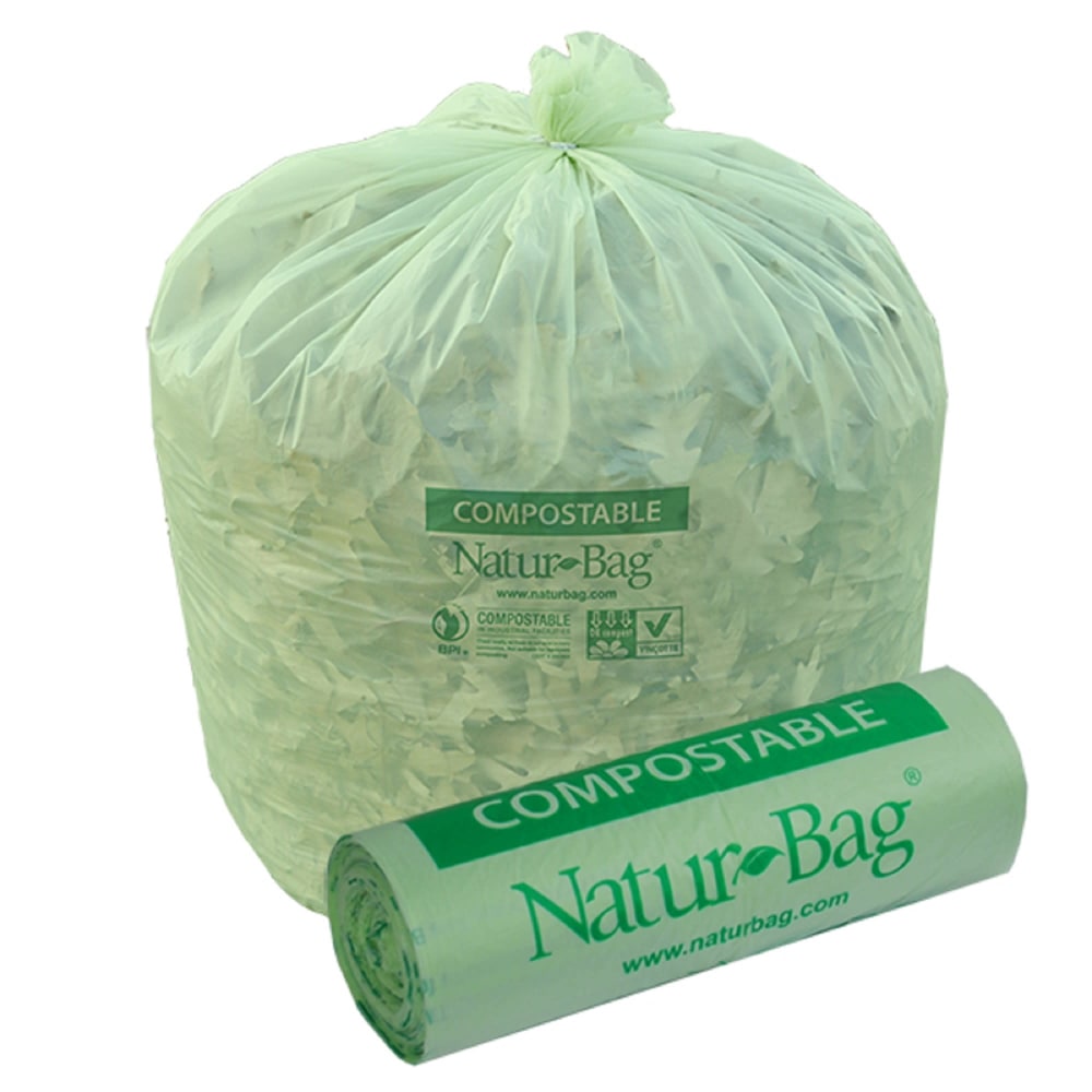 StalkMarket 0.8 Mil Compostable Trash Liners, 33 Gallons, Box Of 200 Bags