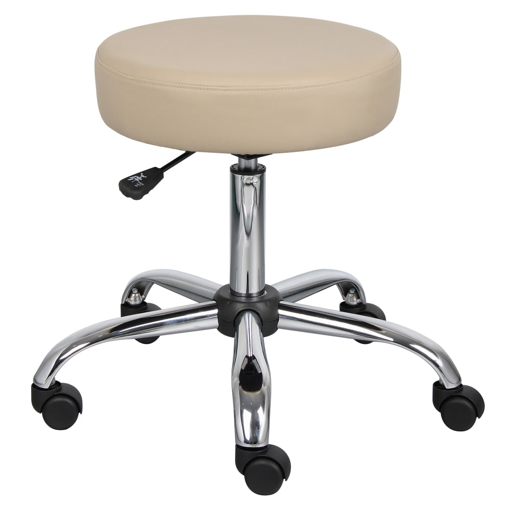 Boss Office Products Caressoft Medical Stool with Antimicrobial Protection, Beige/Chrome