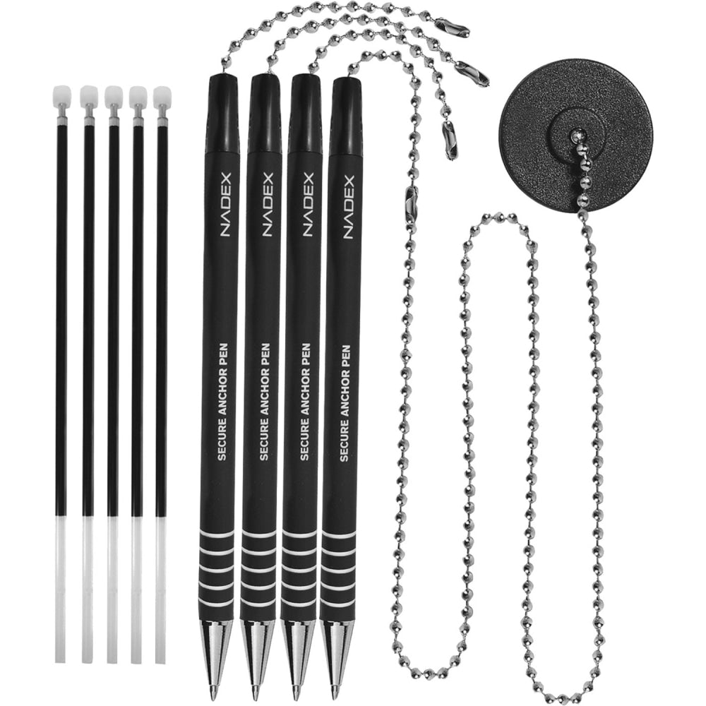 Nadex Coins NCS8-1177 4-Pack Secure Counter Ballpoint Pens (Black) - Black Ink - 4 / Pack