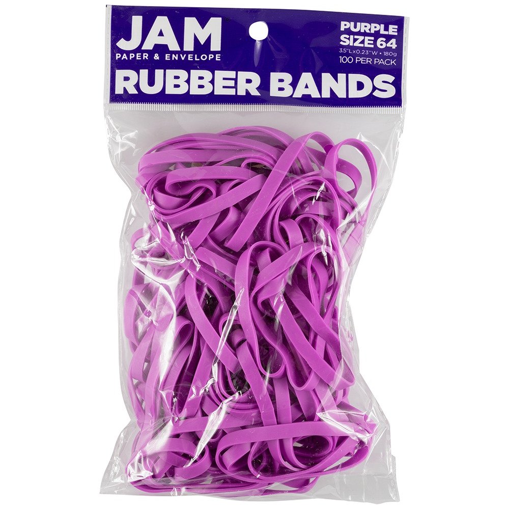 JAM Paper Rubber Bands, Size 33, Purple, Bag Of 100 Rubber Bands