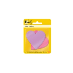 Post-it Super Sticky Notes, 3 x 3 in, 2 Heart Shaped Pads, 75 Sheets/Pad, 2X the Sticking Power, School Supplies and Office Products, Assorted Colors