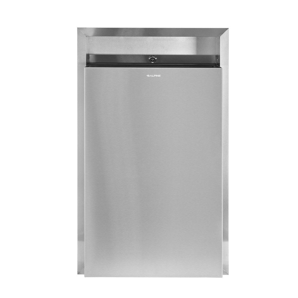 Alpine Recessed Waste Receptacle, 12 Gallons, Silver