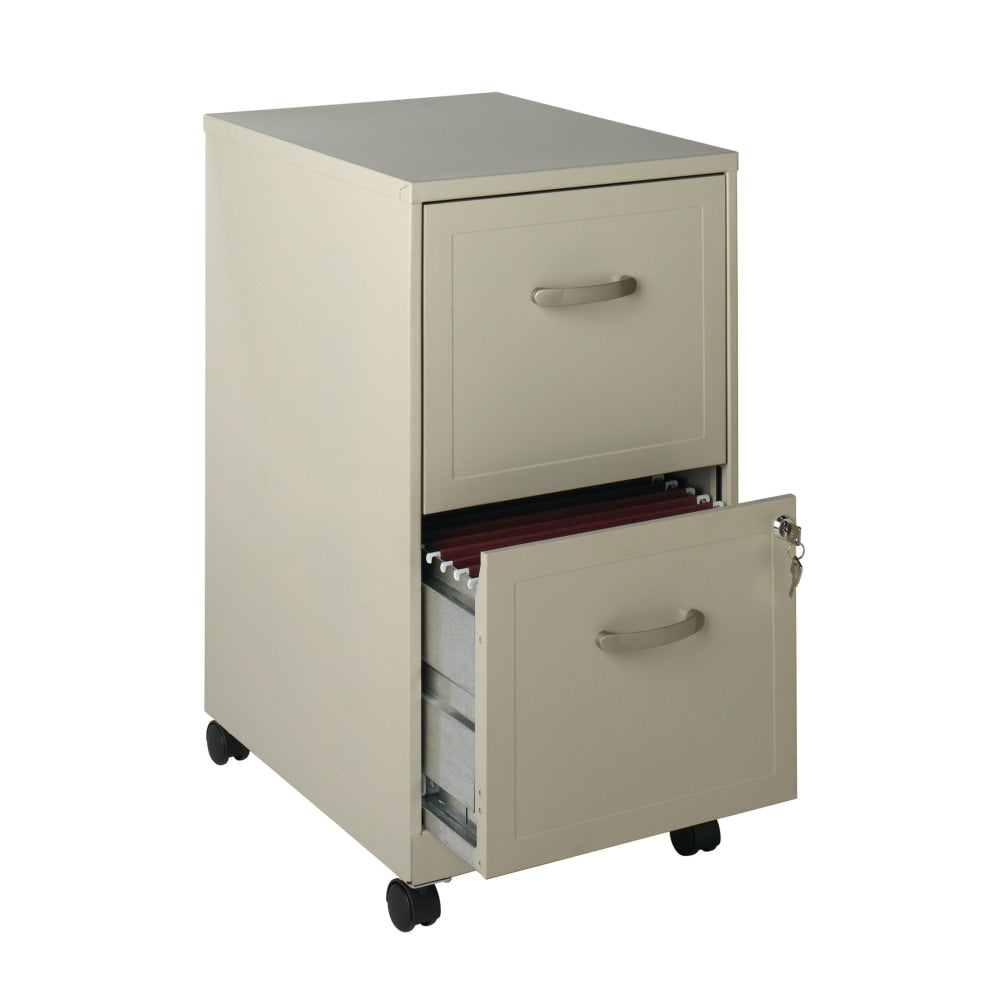 Realspace 18inD 2-Drawer Letter-Size Metal Mobile Vertical File Cabinet, Stone