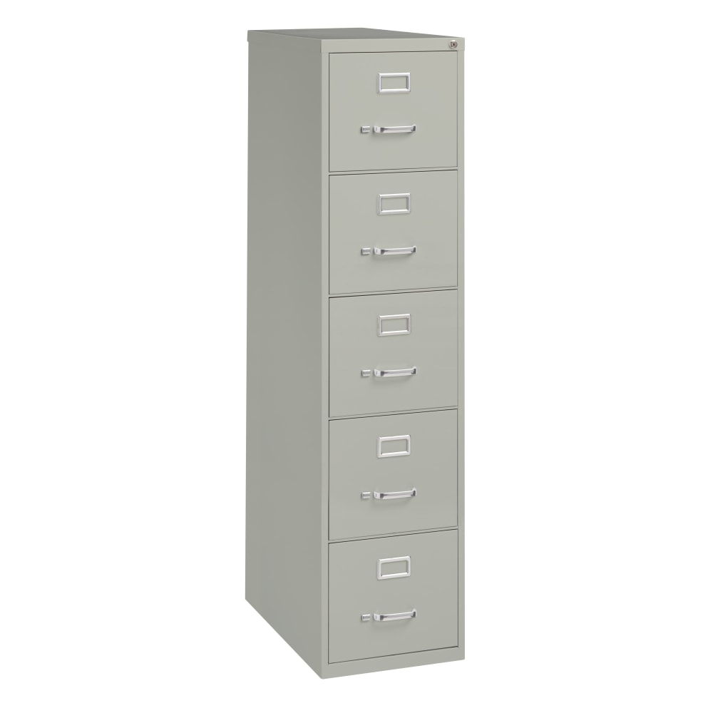 WorkPro 26-1/2inD Vertical 5-Drawer File Cabinet, Light Gray