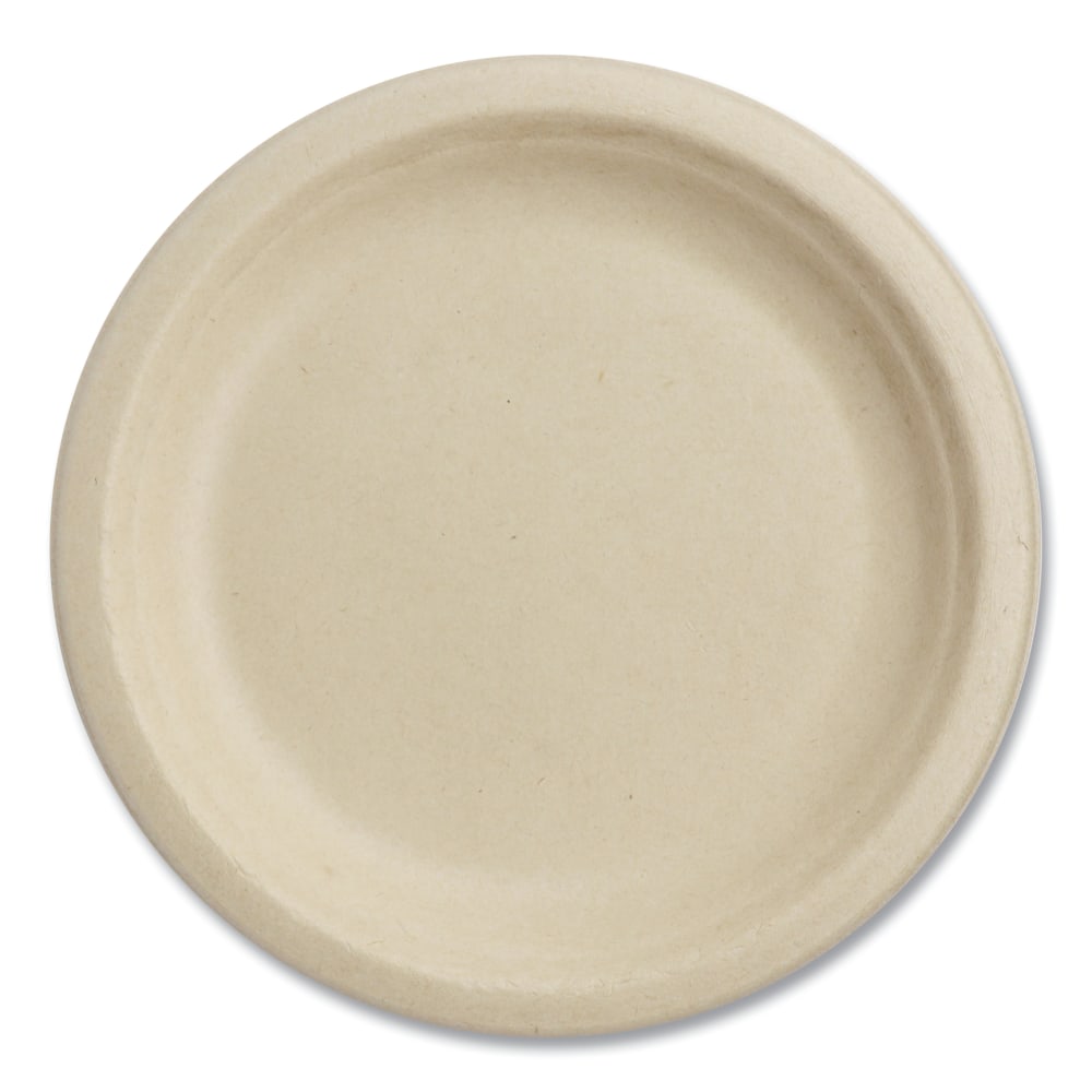 World Centric Fiber Plates, 7in Diameter, Natural, Pack Of 1,000 Plates