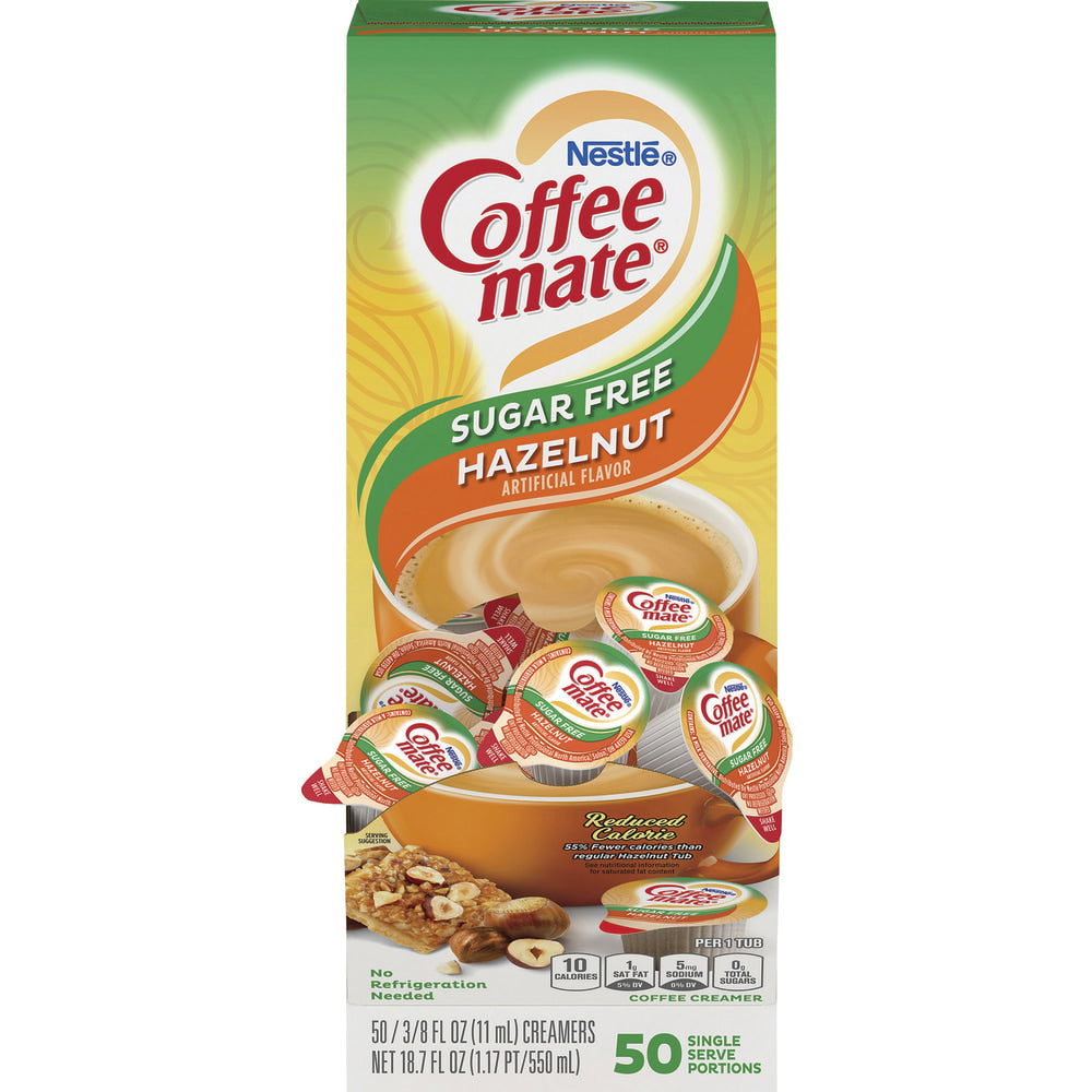 Nestle Coffee mate Sugar Free Hazelnut Creamer Singles, 0.38 Oz, Box Of 50 Singles