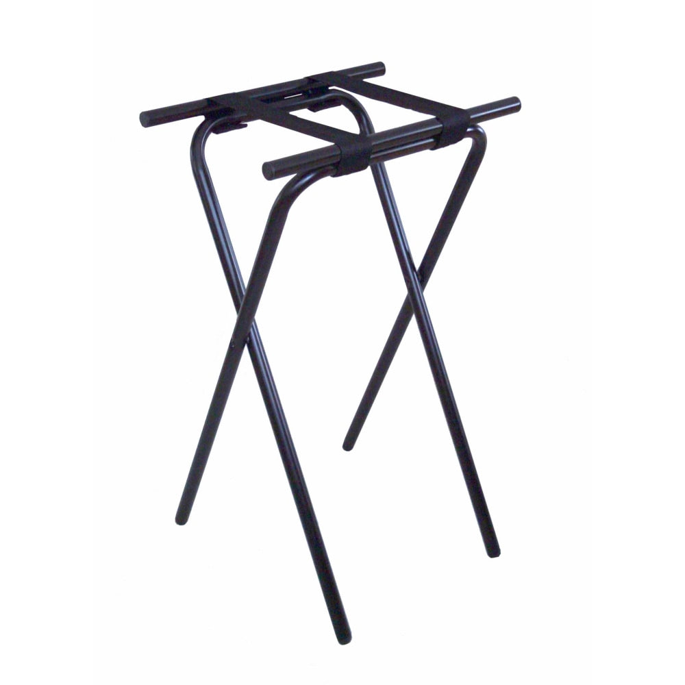 CSL Deluxe Steel Tray Stands, 31inH x 19inW x 15inD, Black/Black Straps, Set Of 6 Stands