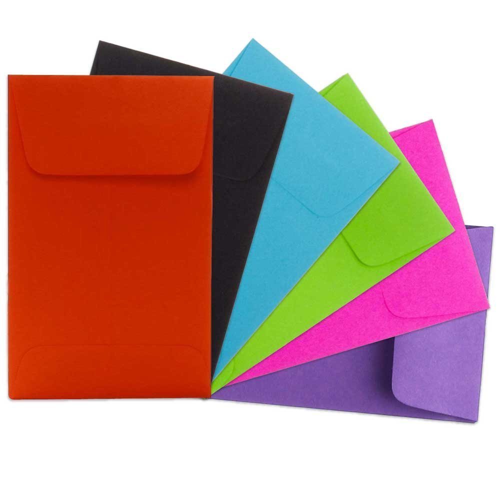 JAM Paper Coin Envelopes, #5 1/2, Gummed Seal, Assorted Colors, Pack Of 150 Envelopes