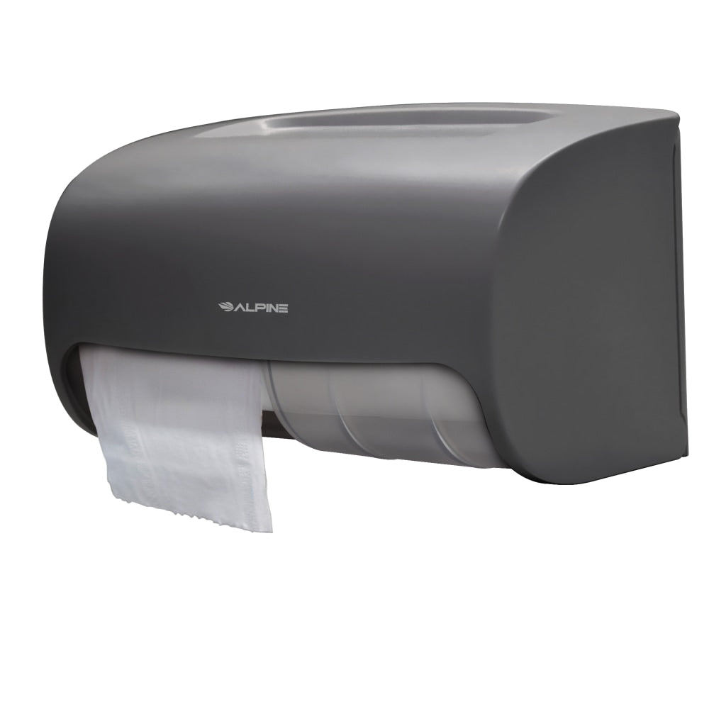 Alpine Plastic Double Roll Toilet Paper Dispenser, 10-5/16in x 6-5/16in, Gray