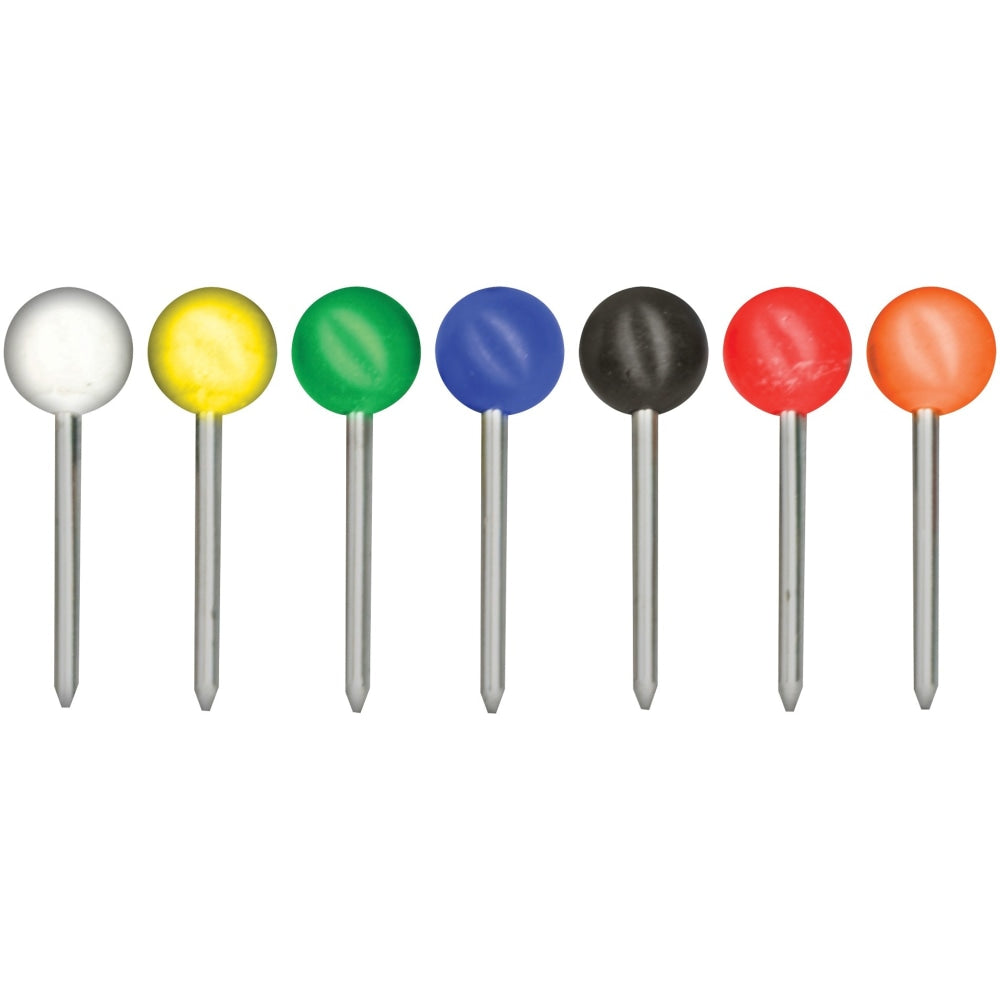 Gem Office Products Round Head Map Tacks - 0.18in Head - 0.4in Length - Assorted - 100 / Box