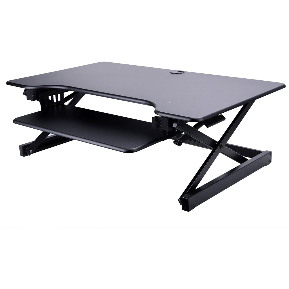 Lorell Deluxe Sit-To-Stand Desk Riser,16-1/2inH x 38inW x 28inD, Black