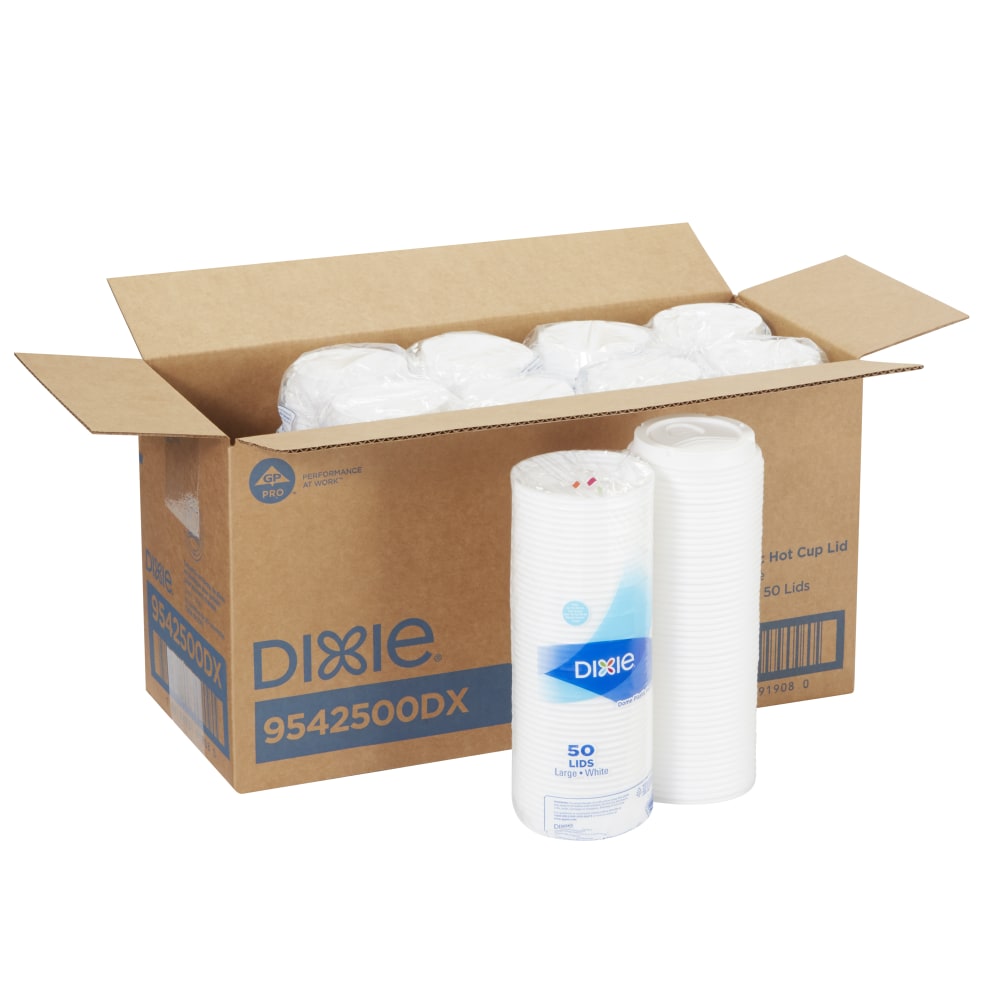 Dixie Dome Lids for 10 to 20 oz Hot Cups, Large Lid, White, 500 Count (10 Sleeves per Case, 50 Lids per Sleeve)