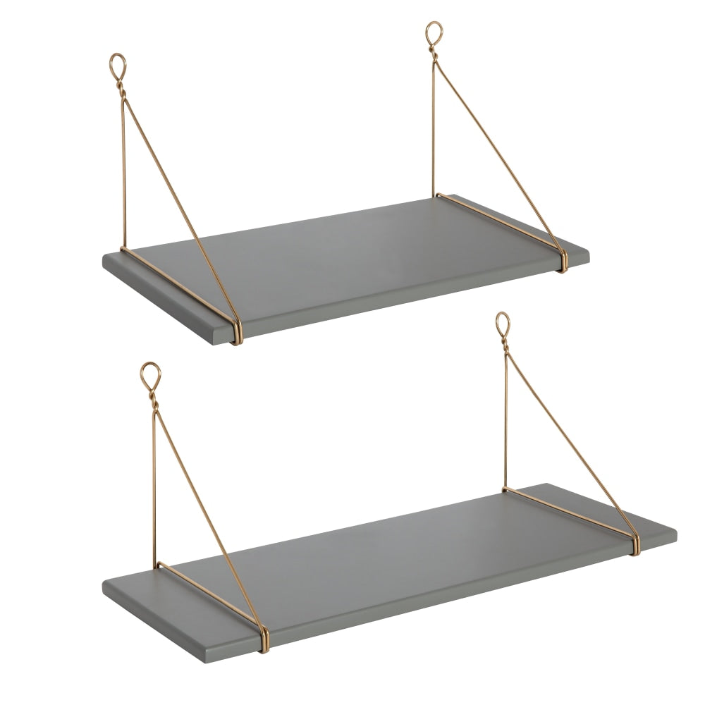 Kate and Laurel Vista Wood and Metal Wall Shelves, Gray, Set Of 2 Shelves
