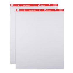 Office Depot Brand Easel Pads, 27in x 34in, Ruled, 50 Sheets, 30% Recycled, White, Pack Of 2