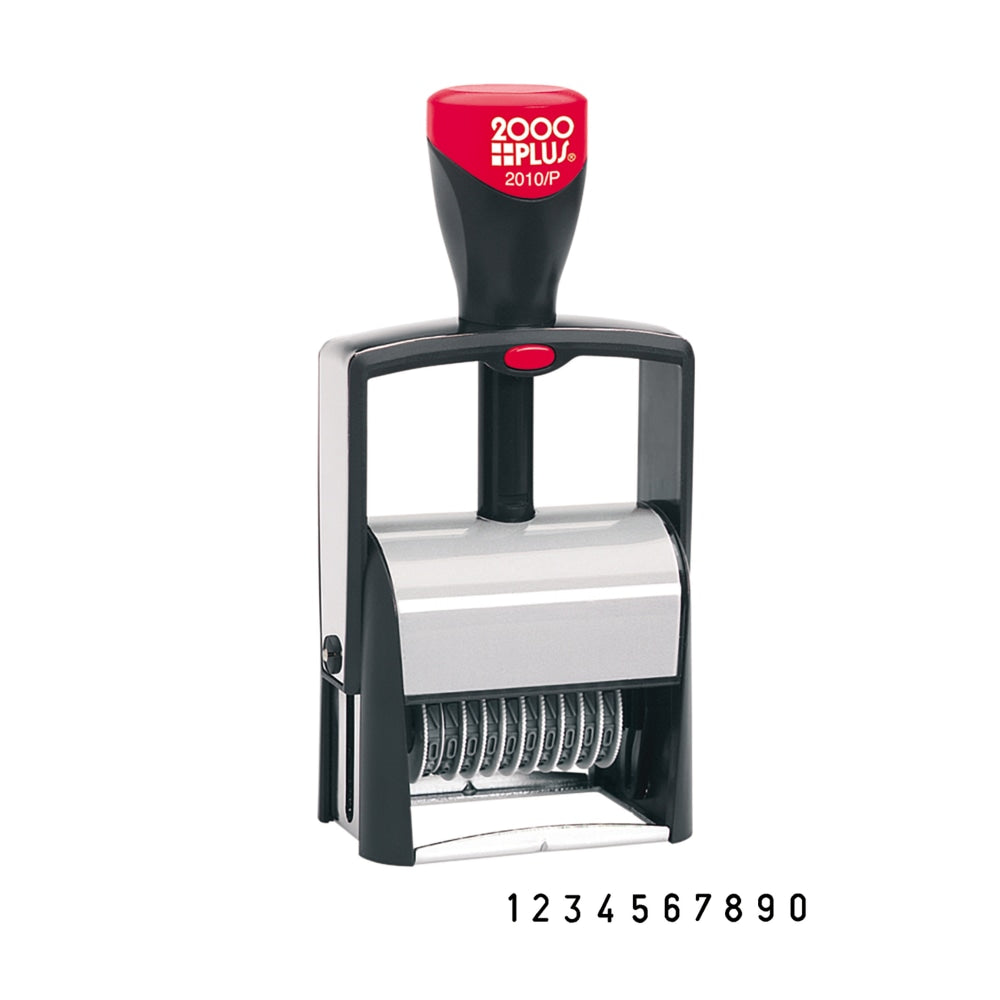 2000Plus Self-Inking Numbering Stamp, 10-Number Bands, 3/16in x 1 5/8in, Black Ink