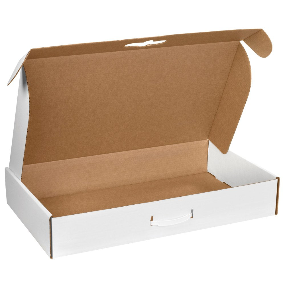 Partners Brand Corrugated Carrying Cases, 24in x 14in x 4in, White, Pack Of 10