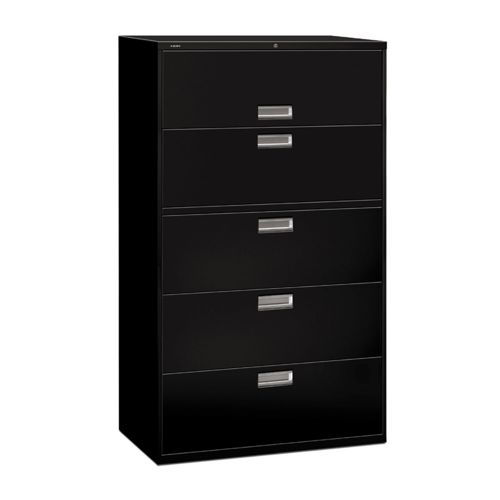 HON Brigade 600 42inW x 18inD Lateral 5-Drawer File Cabinet, Black