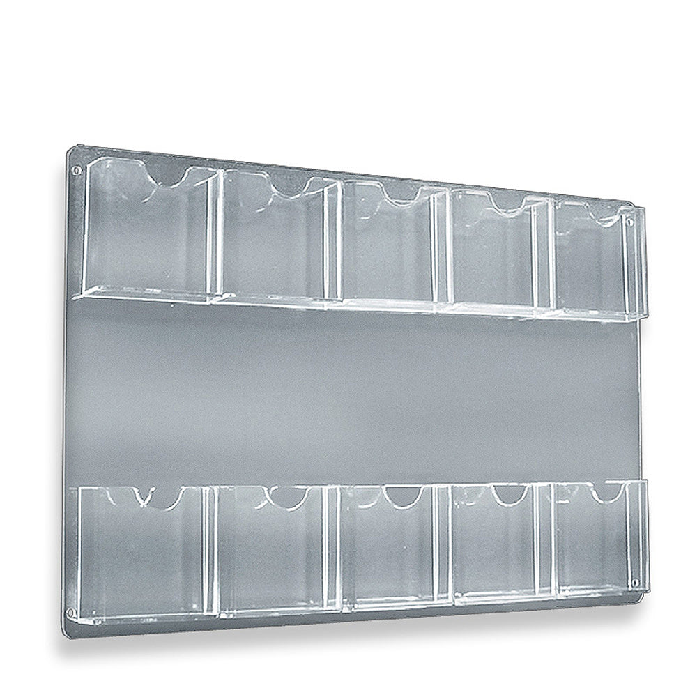 Azar Displays Wall-Mount Brochure Holders, Trifold, 10 Pockets, Acrylic, 15 3/4in x 23 3/4in, Pack Of 2